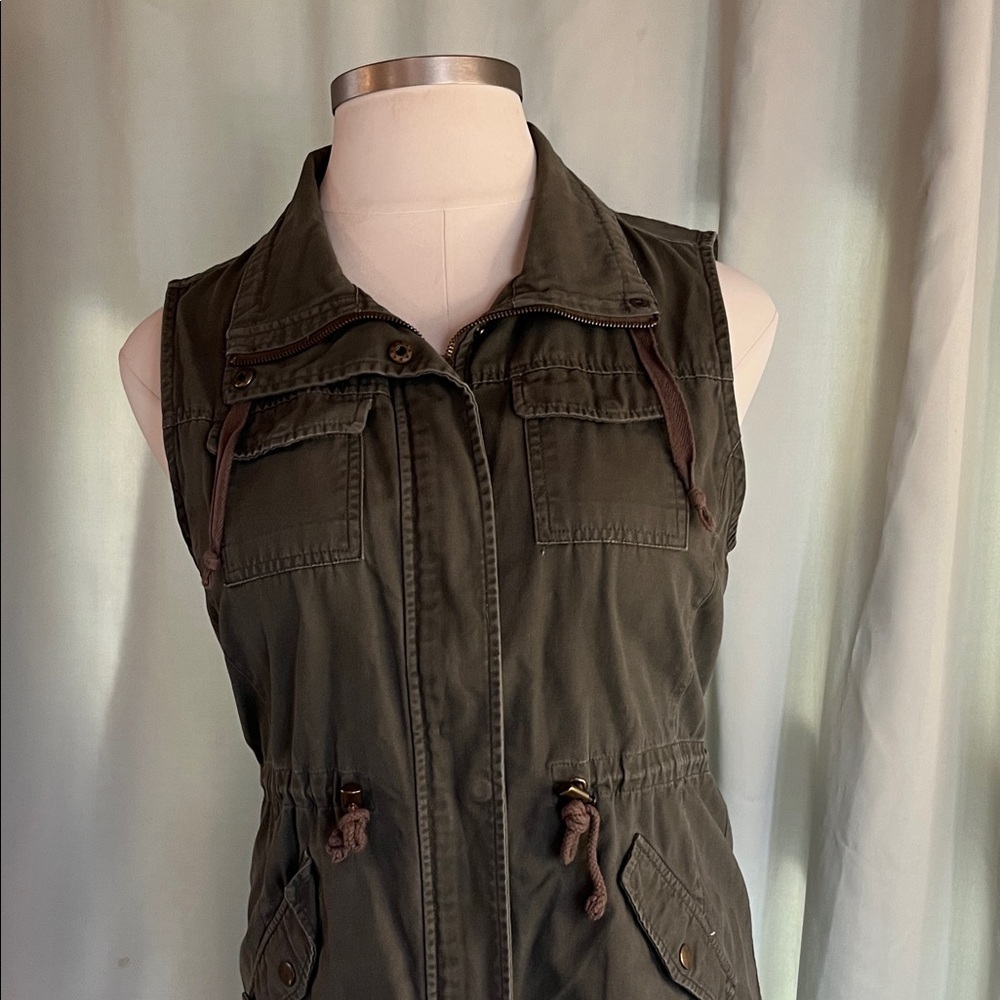 Sebby Women's Cotton Olive Green Utility Vest